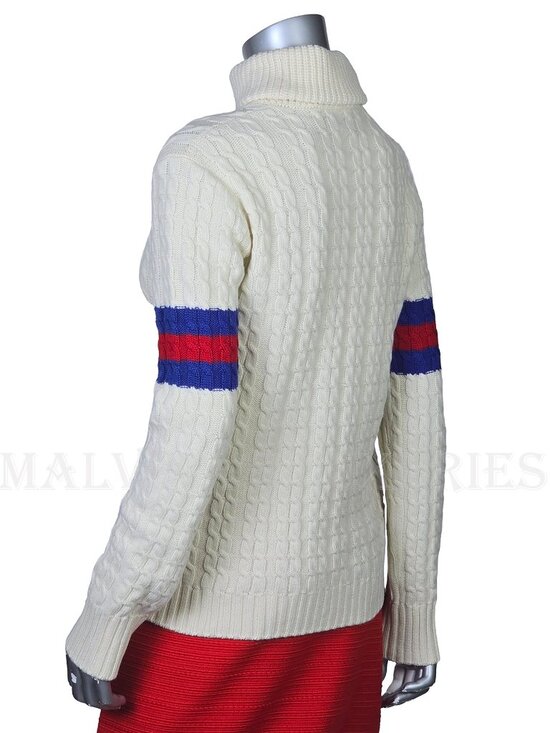GUCCI SWEATER IVORY WOOL CASHMERE CABLE KNIT TURTLENECK sz M MEDIUM - Picture 10 of 16